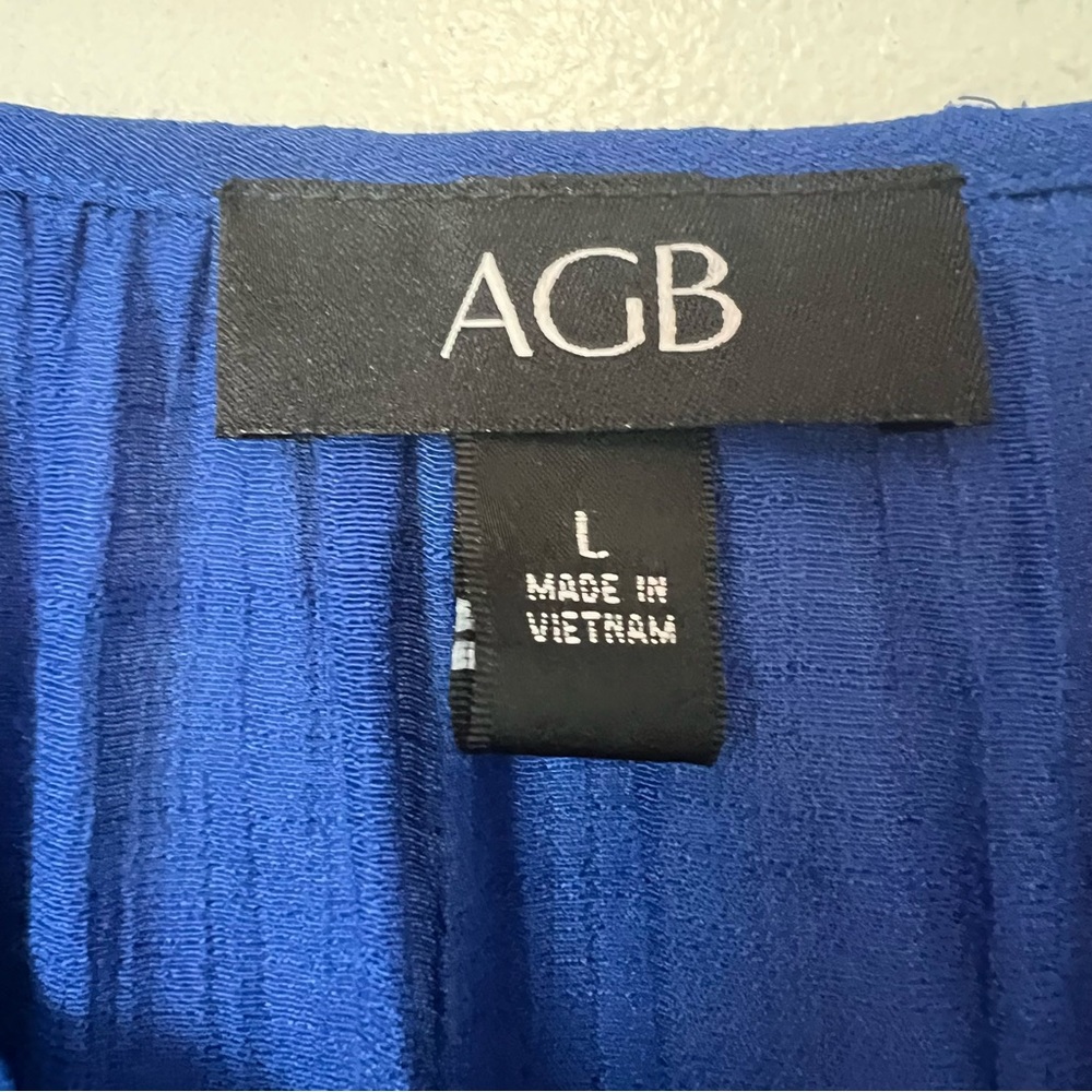 NWT AGB Royal Blue Blouse Women’s Size L Boho - Picture 3 of 8